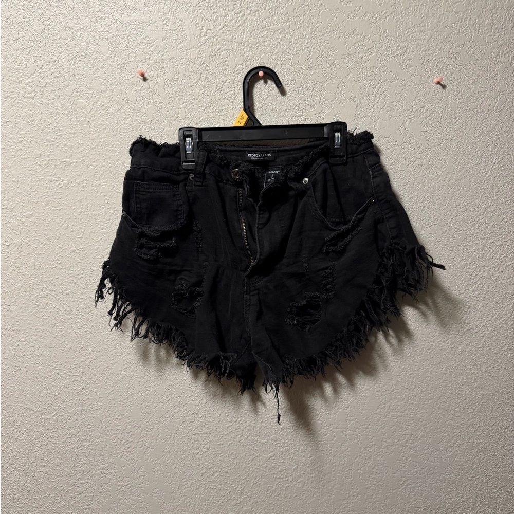 Distressed Black Women Shorts